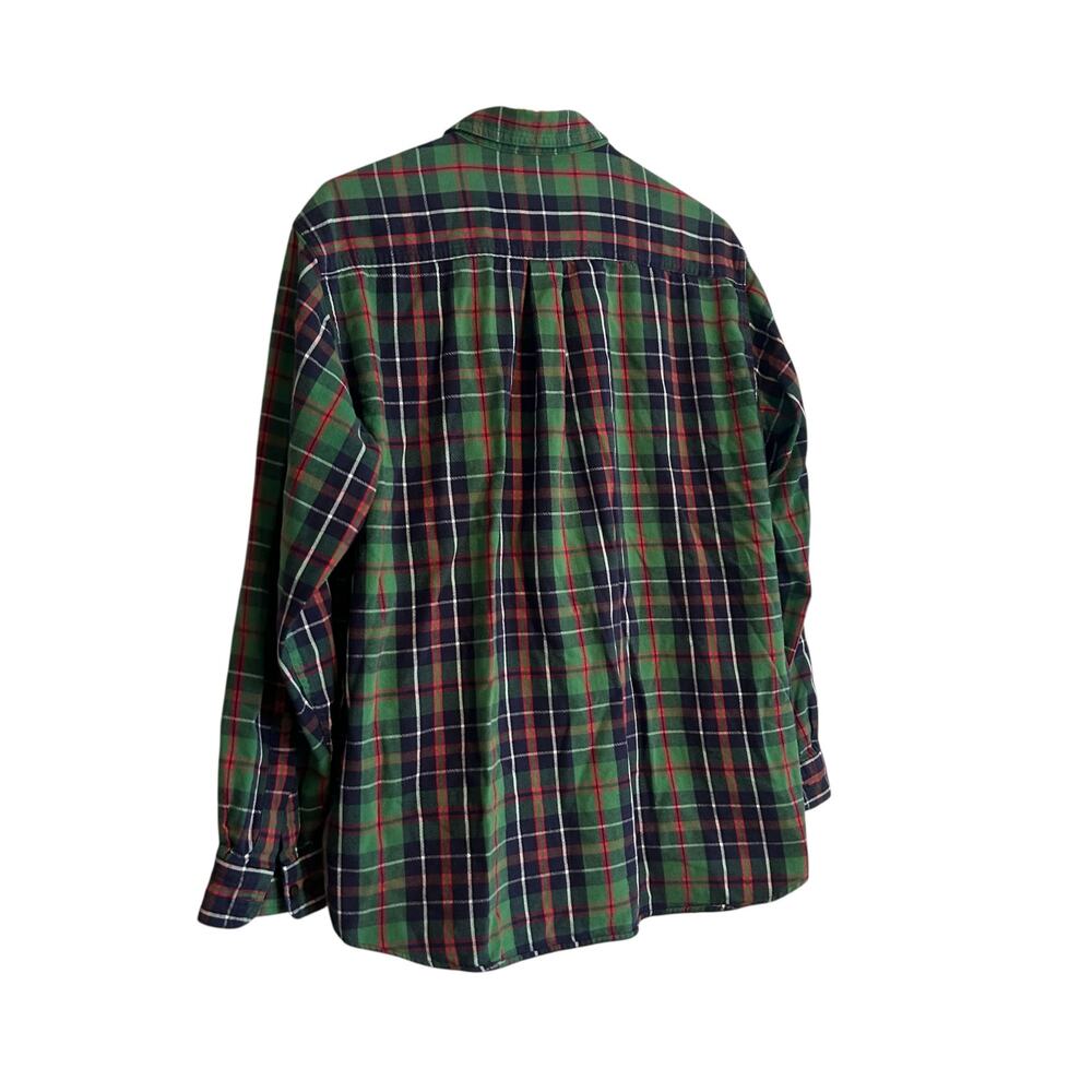 LL Bean Green White Plaid Button Down Shirt Mens Sz Large Traditional Fit Cotton - Picture 15 of 16